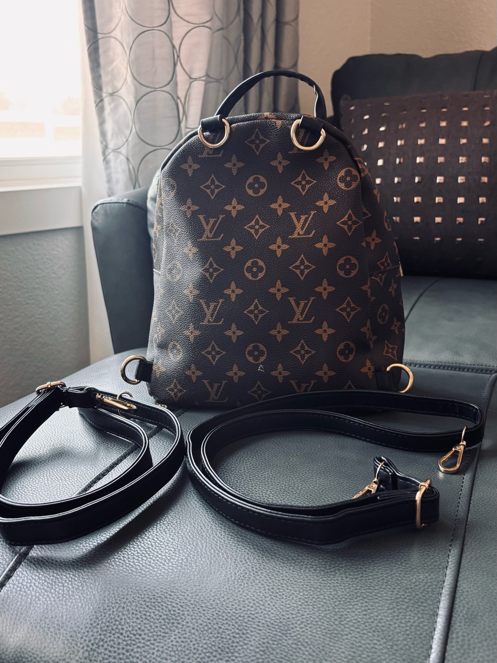 Monogram Mini Backpack with Brown and Gold Hardware - Picture 5 of 5